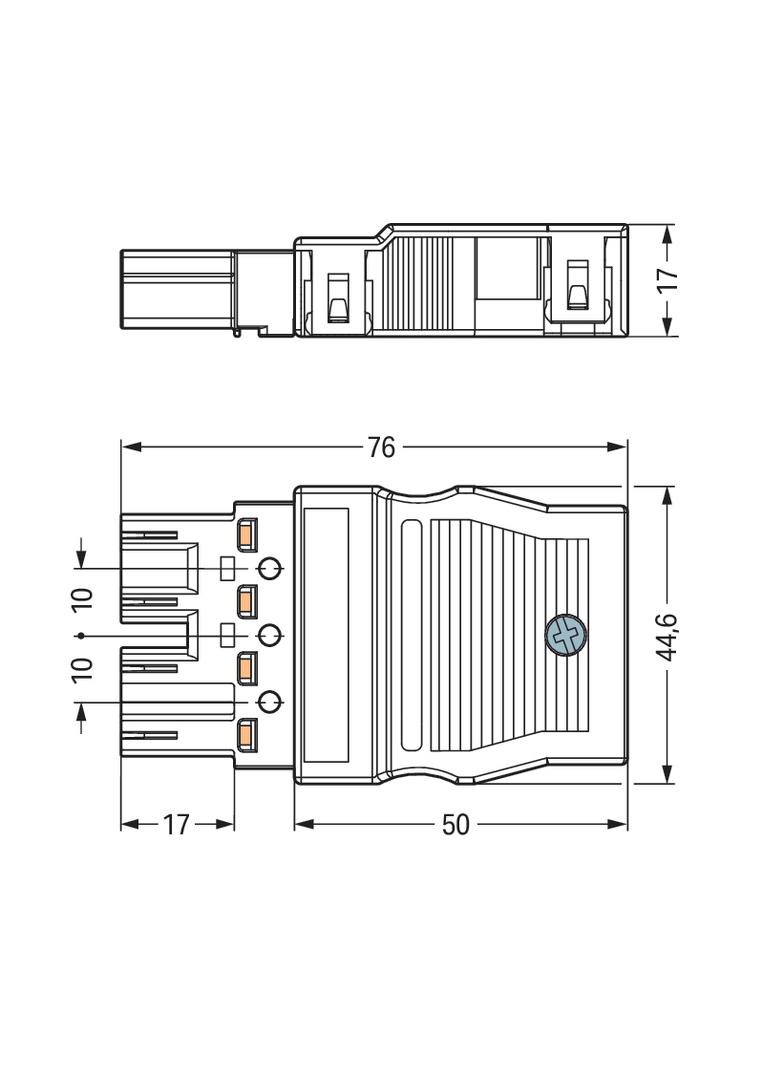 WINSTA wtyk 4-torowy z obudową odciążającą naciąg czarny
