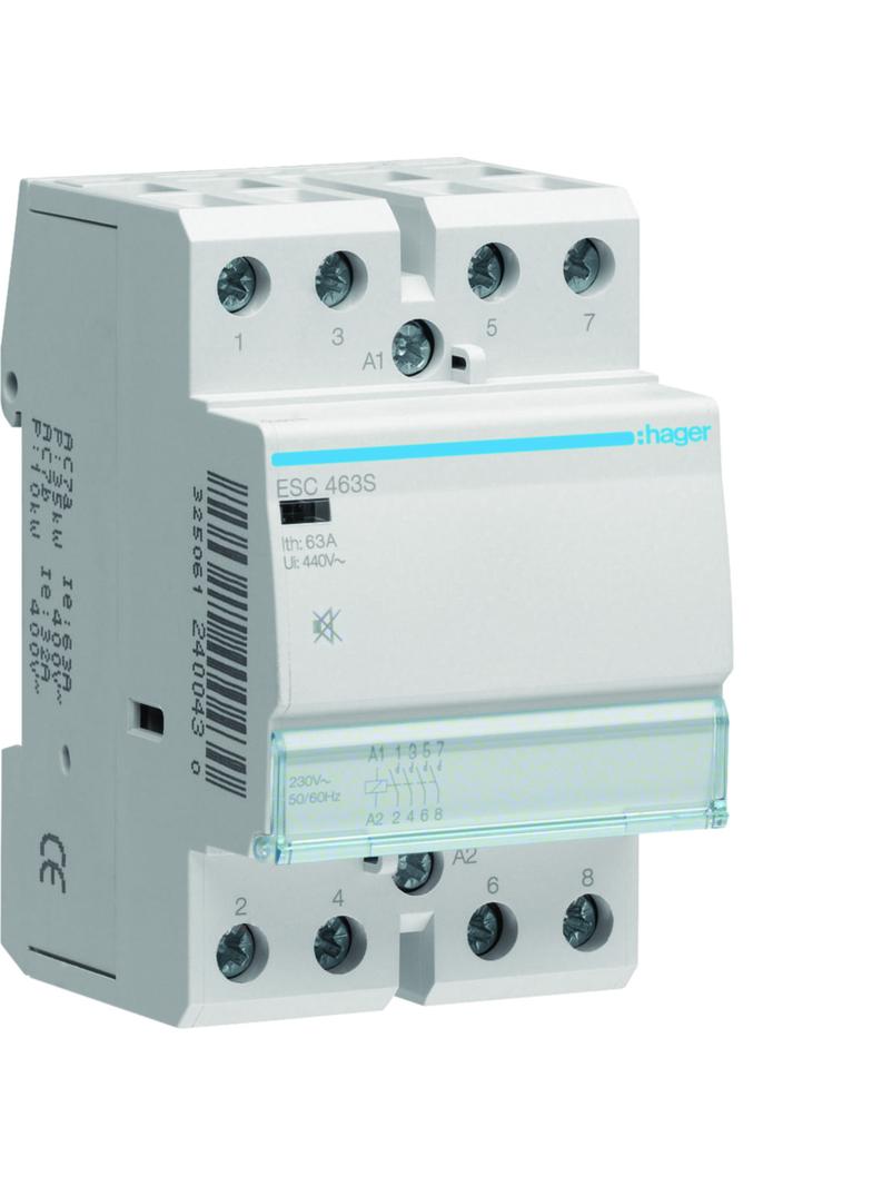 Stycznik modułowy cichy 230V AC 4Z 63A AC-7A B ESC463S HAGER
