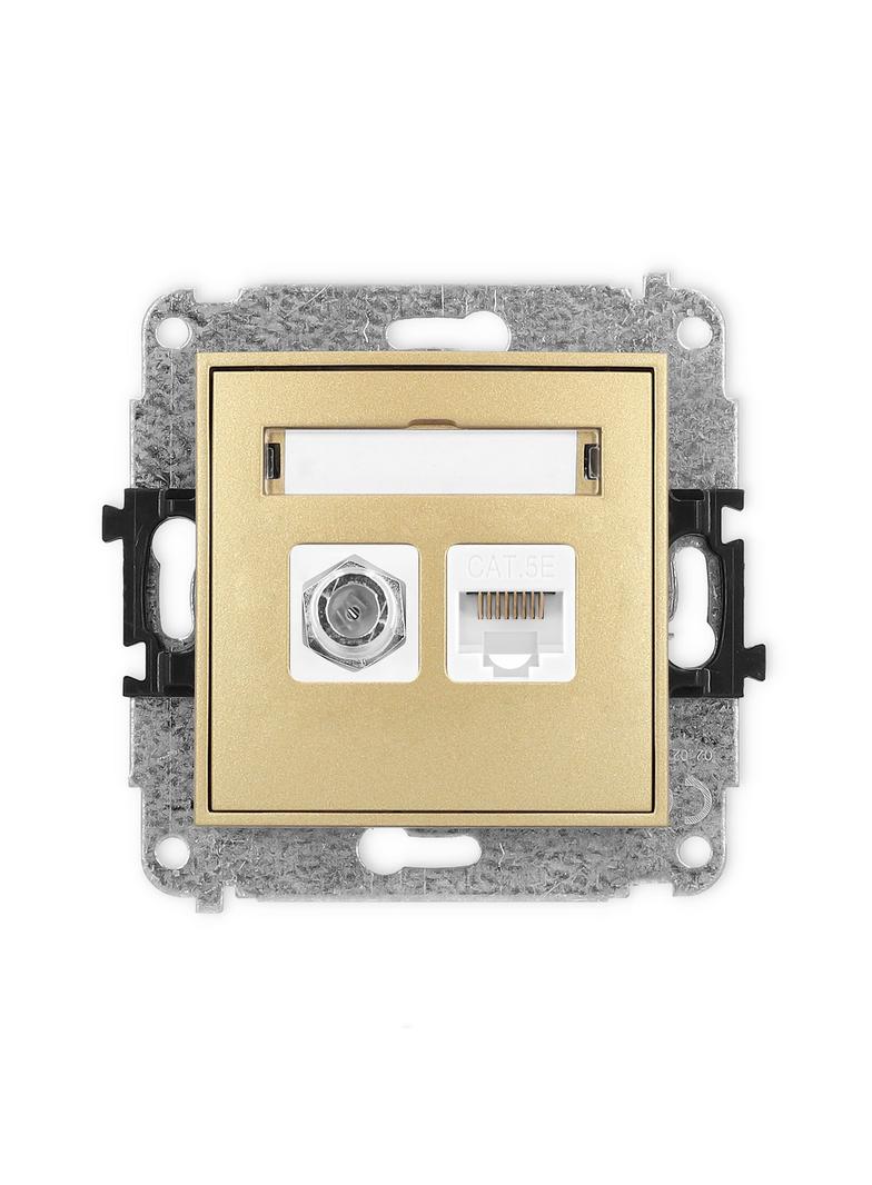 ICON Mechanizm gniazda antenowego poj. typu F (SAT) + gniazda komp. poj. 1xRJ45, kat. 5e, 8-stykowy