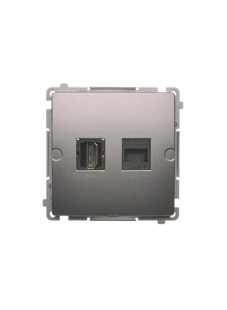 Simon Basic Gniazdo HDMI + RJ45 kat.6. stal inox BMGHRJ45.01/21 KONTAKT