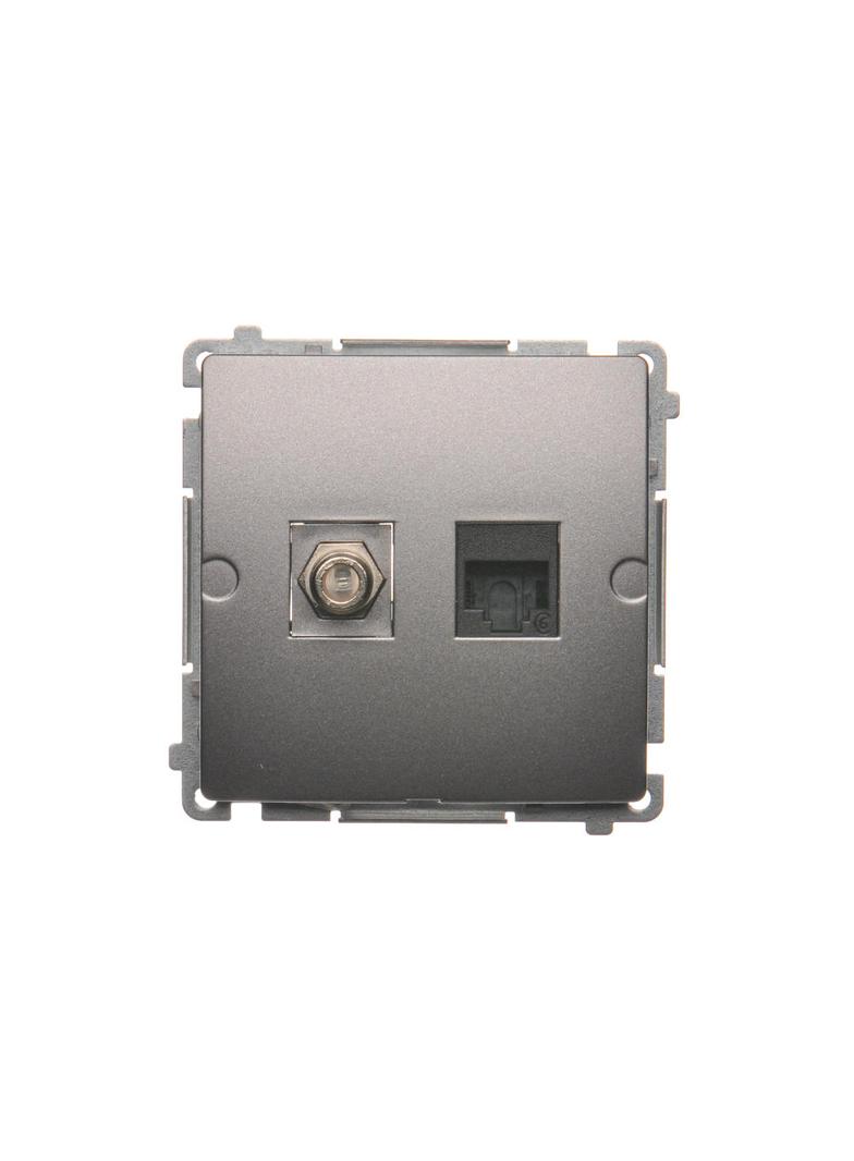 Simon Basic Gniazdo antenowe typu ''F'' + RJ45 kat.6 stal inox BMAFRJ45.01/21 KONTAKT