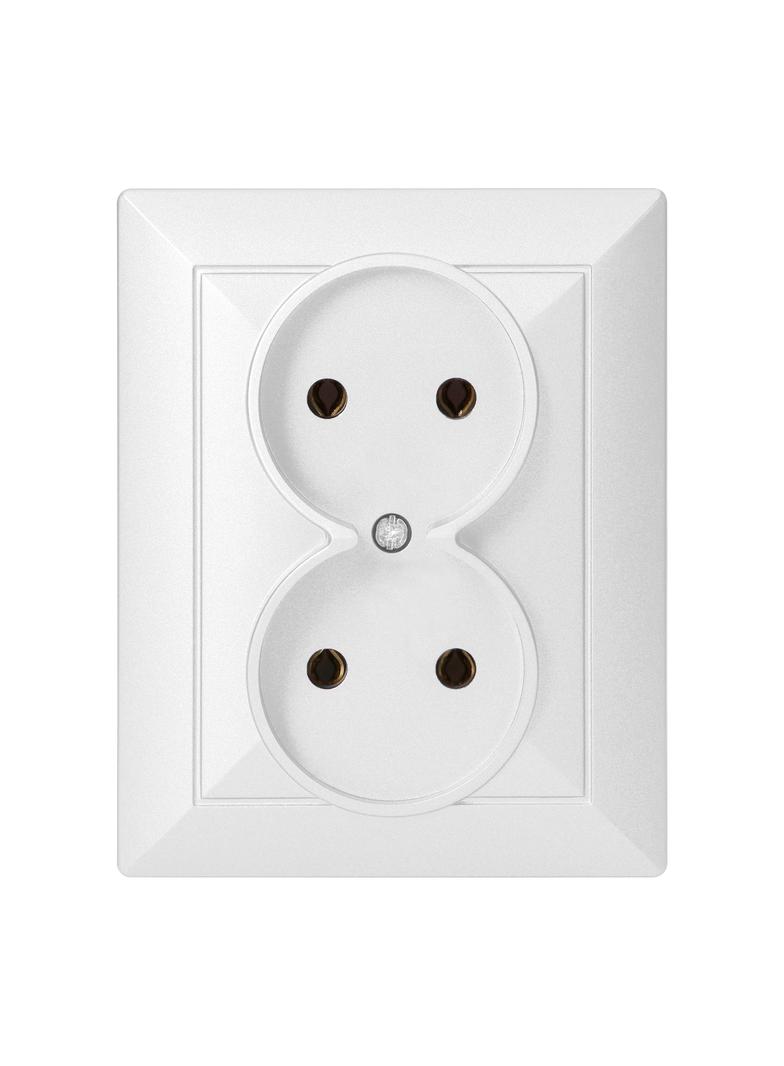 Gniazdo podwójne podtynkowe 2x2P Pearl, 16A, 250V, PT-5 P, biały OR-OE-7706/2P/W ORNO