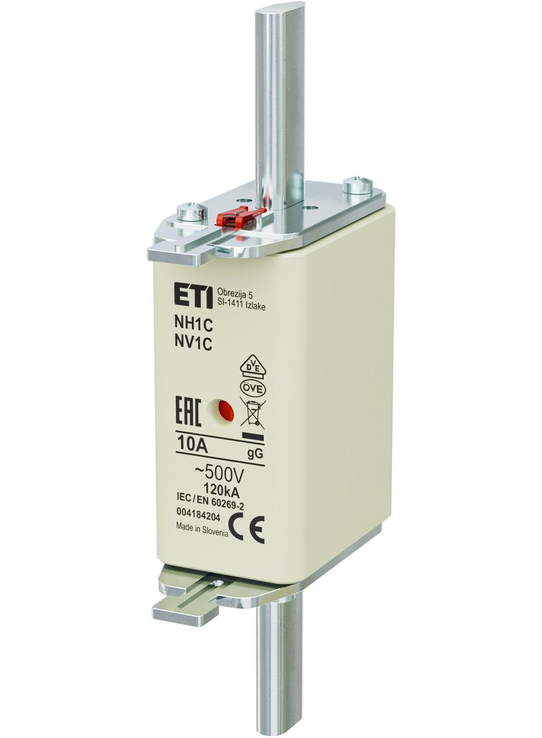 Wkładka topikowa NH zwłoczna KOMBI NH1C gG 10A 500V 004184204 ETI