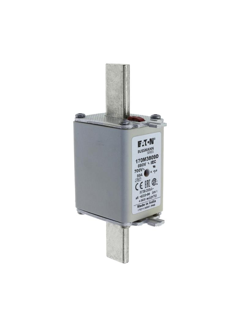 FUSE 50A 690V aR DIN 1 HSDNH Wkładka szybka 50A 690V aR DIN 1 podwójny wskaźnik 170M3809D EATON