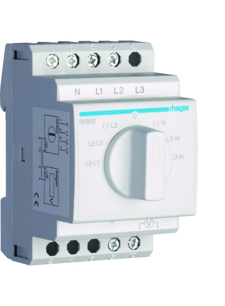 Przełącznik woltomierza 7-pozycyjny 400V 20A SK602 HAGER