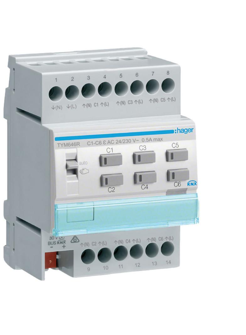 KNX system Elektr. sterownik grzewczy 6-kr z regulacją temperatury, 24/230 V AC TYM646R HAGER