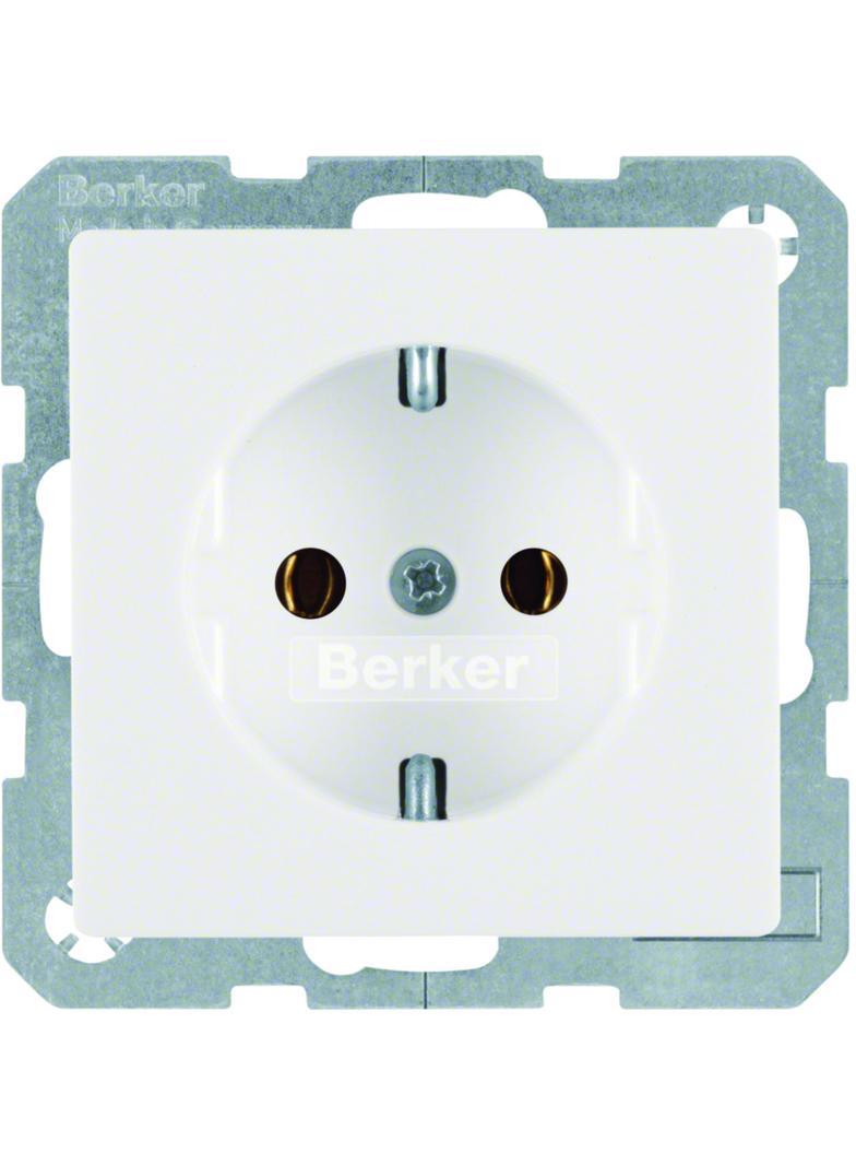 BERKER Q.x Gniazdo SCHUKO kompletne biały aksamit  47436089 HAGER