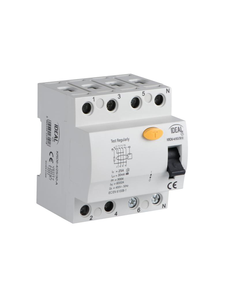 Wyłącznik różnicowoprądowy 3P+N 63A 300mA Typ AC KRD6-4/63/300 23201 KANLUX