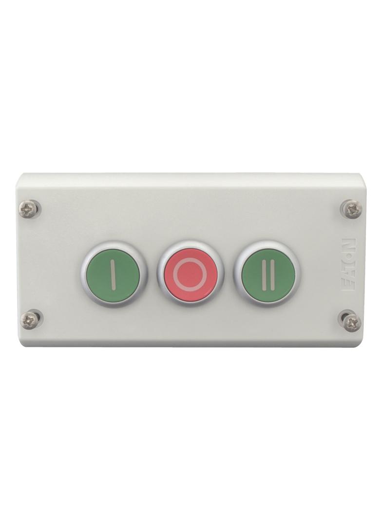 M22-I3-M1 Kaseta sterownicza 3-otworowa z przyciskami zielony/czerwony/zielony IP65 216532 EATON