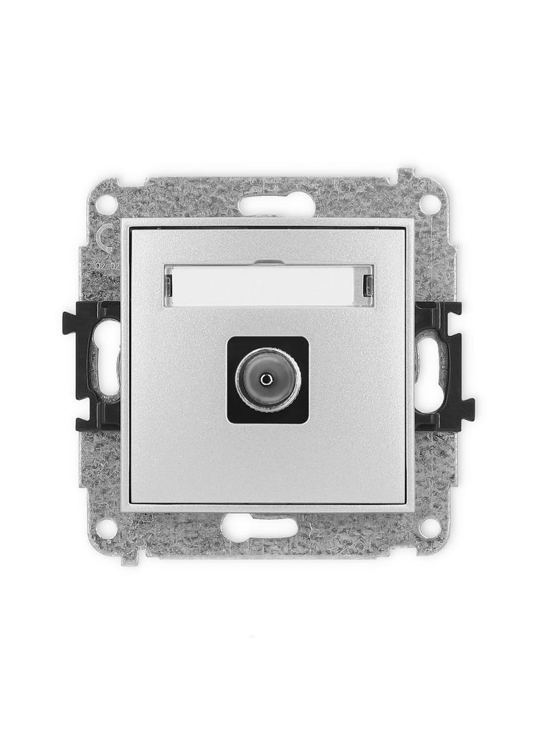 ICON Mechanizm gniazda antenowego pojedynczego TV srebrny metalik