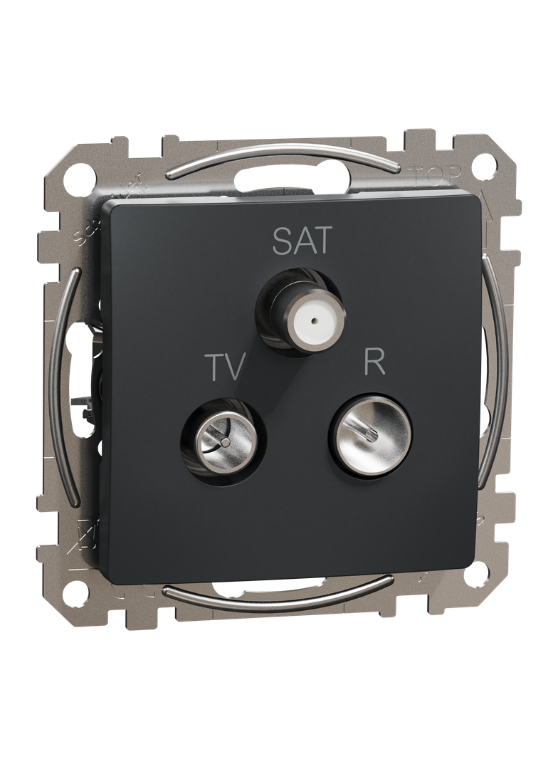 Sedna Design & Elements Gniazdo antenowe R-TV-SAT przelotowe 7dB czarny antracyt SDD114484 Schneider