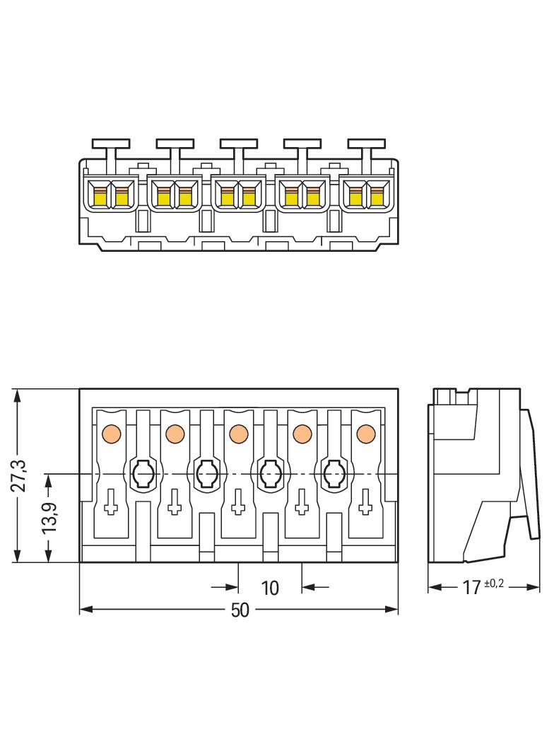 złączka zasilająca 5-biegunowa bez stopek bez styku PE