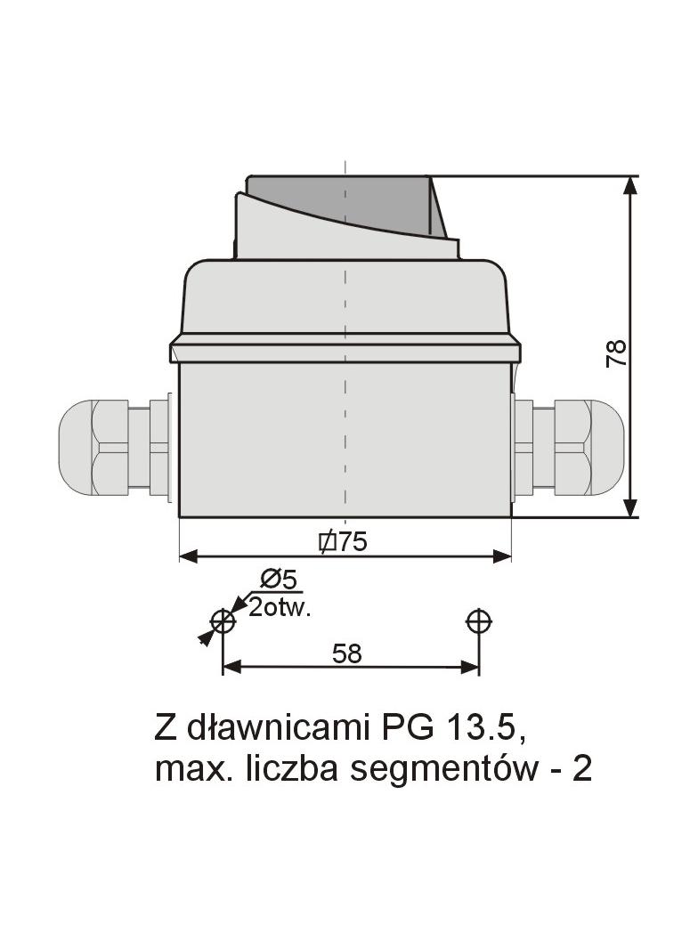 Łącznik krzywkowy 0-1 1P 12A włącz-wyłącz w obudowie na kłódkę IP65 ŁUK E12-53/5  921251 ELEKTROMET