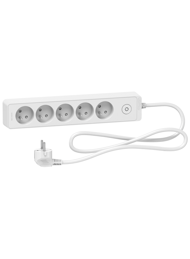 Odace, przedłużacz 5-gniazdowy z łącznikiem 1,5m biały
