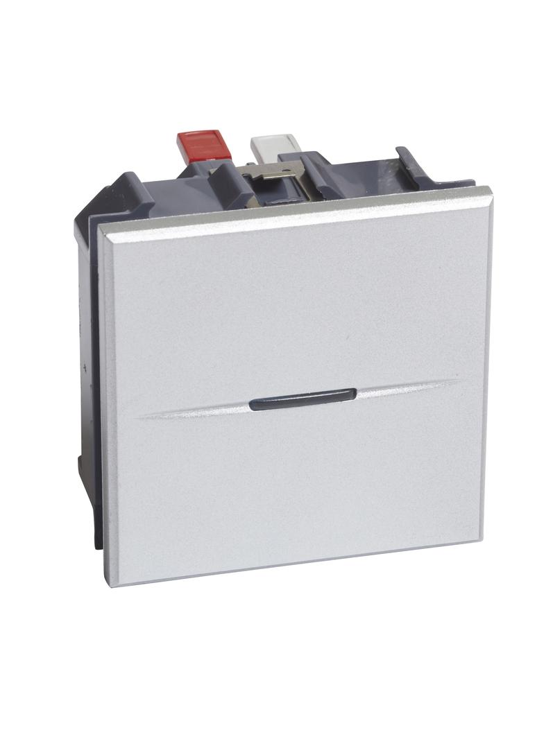 AXOLUTE - Przycisk jednobiegunowy NO 10A (zaciski automatyczne) 2 moduły AXIAL aluminium, Bticino