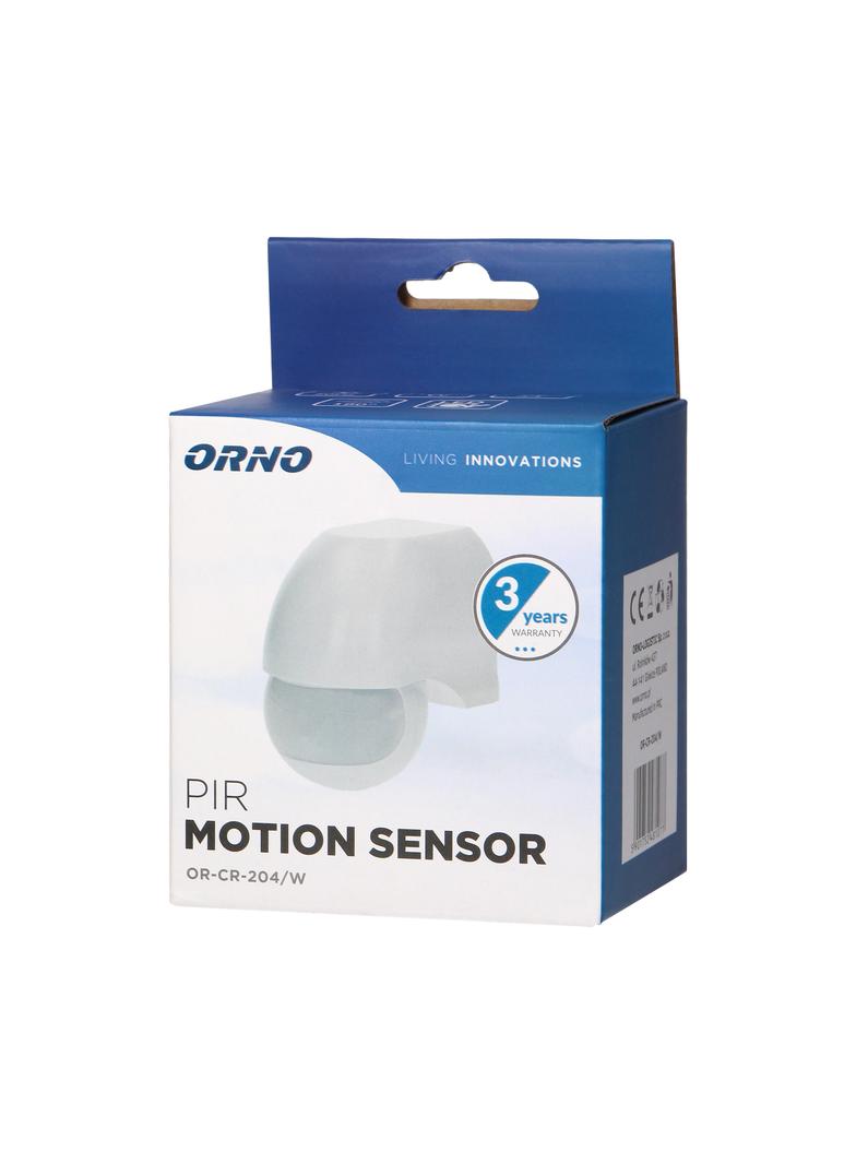 Czujnik ruchu 180st. regulacja pionowa i pozioma IP44 1200W biały OR-CR-204/W ORNO