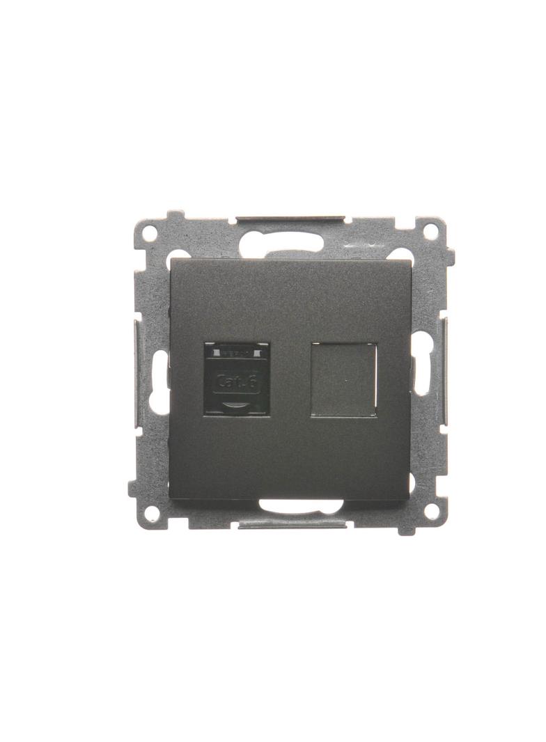 Simon 54 Gniazdo komputerowe pojedyncze RJ45 kategoria 6 z przesłoną przeciwkurzową antracyt D61.01/48 KONTAKT