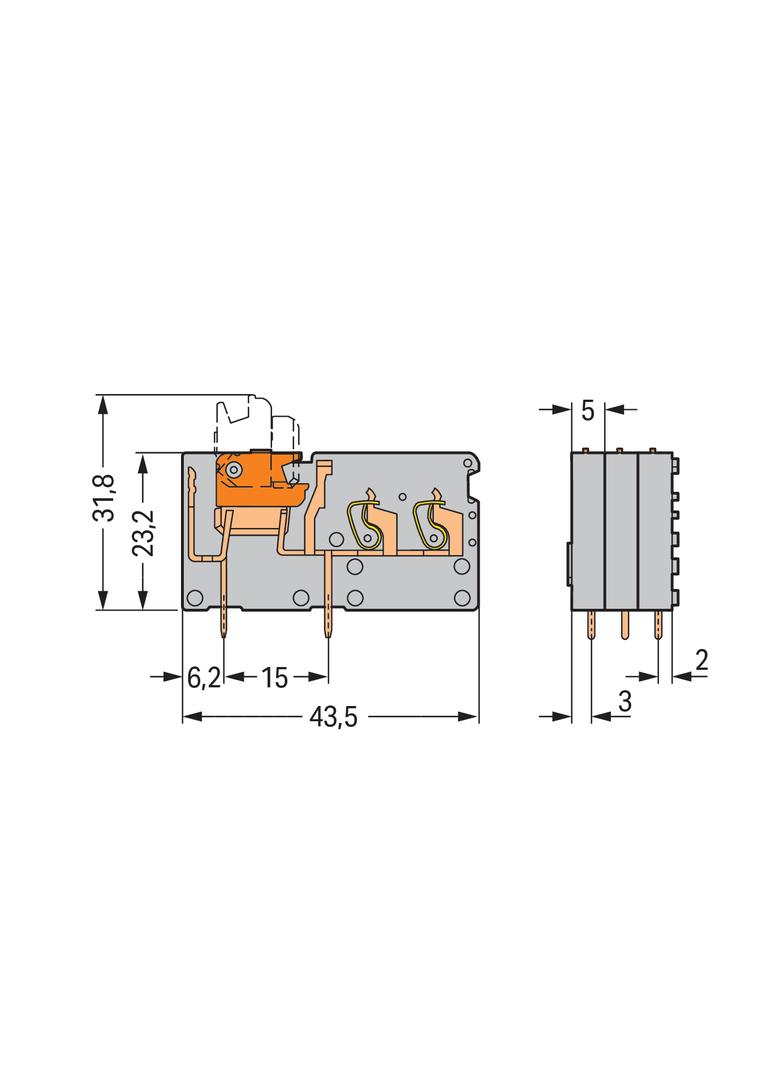złączka do płytek drukowanych rozłączalna szara raster 5 mm