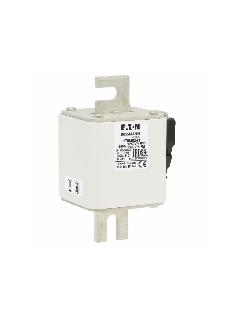 FUSE 550A 1250V 3KN/110 AR CU Wkładka szybka 550A AC 1250V rozmiar 3 76x92x139 mm aR DIN I 170M6243