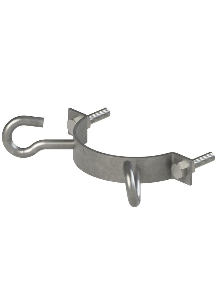 Uchwyt słupa wirowego narożny z hakiem 2x M20  (O 200-240mm)
