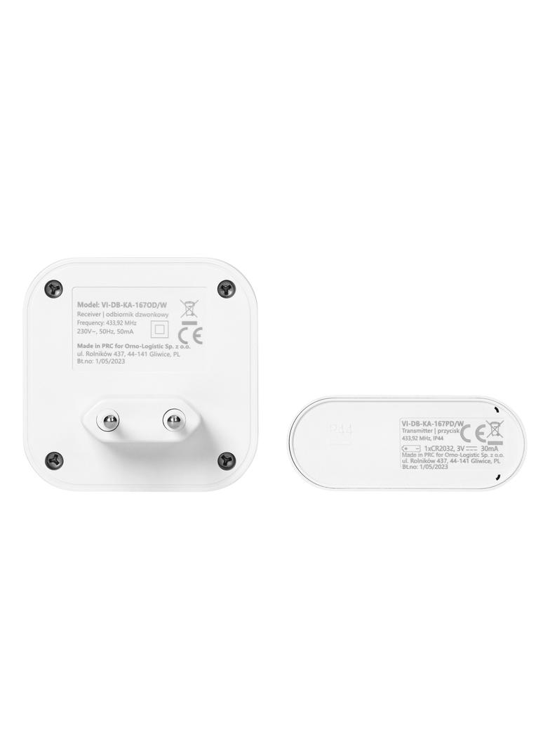 TELA AC, dzwonek bezprzewodowy, sieciowy, learning system, 38 dźwięków, 150m, biały