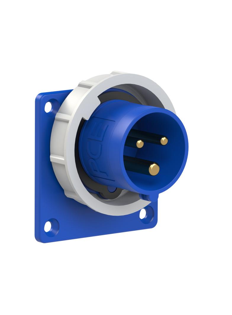 WTYCZKA TABLICOWA PROSTA 16A 2P+Z 230V 50/60Hz 6h IP67 ( KOŁNIERZ: 75X75, ROZSTAW ŚRUB: 60X60)