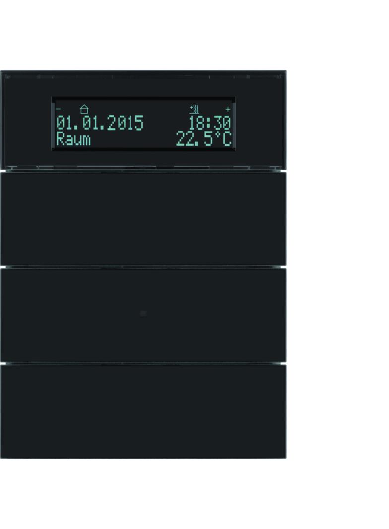 BERKER B.IQ Przycisk potrójny z regulatorem temperatury i wyświetlaczem szkło czarne 75663592 HAGER