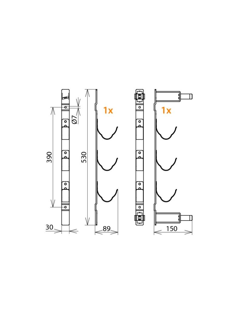 Wieszak do 3 bezpieczników HH