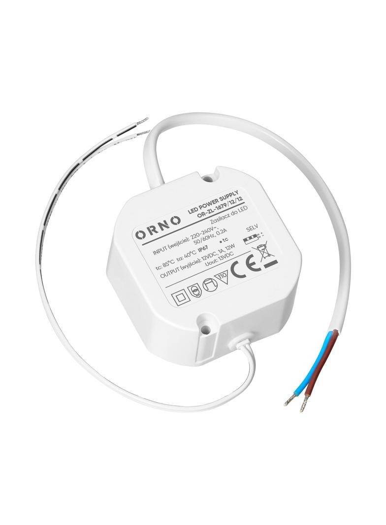 Zasilacz LED, dopuszkowy, 12V, 12W, IP67, plastikowa obudowa