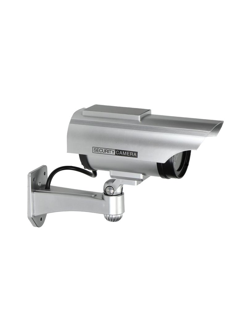 Atrapa kamery monitorującej CCTV, bateryjna, srebrna , z panelem solarnym