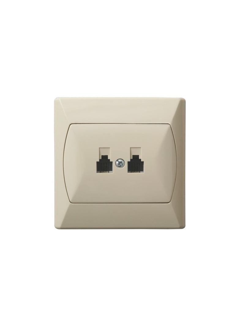 AKCENT Gniazdo telefoniczne podwójne równoległe - kolor beżowy