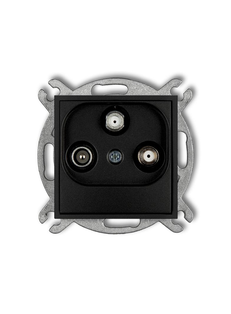 ICON Mechanizm gniazda abonenckiego 2 wyjścia SAT + TV czarny mat