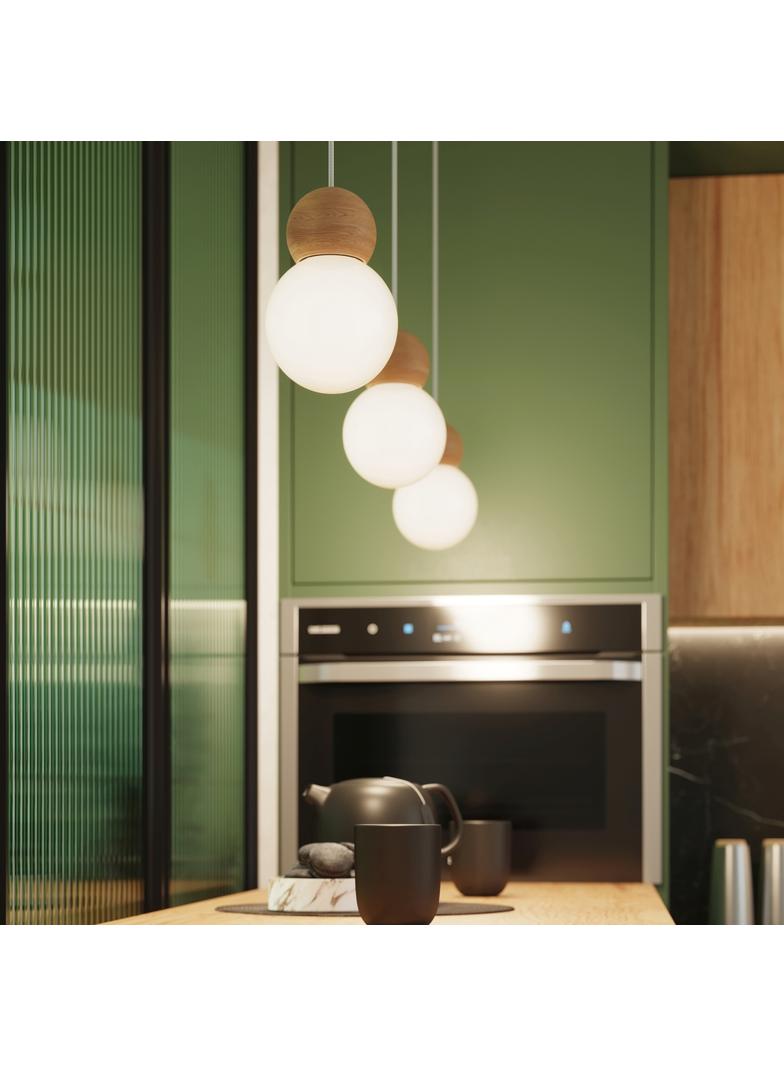 Lampa wisząca PEKKA 1 biała/naturalne drewno