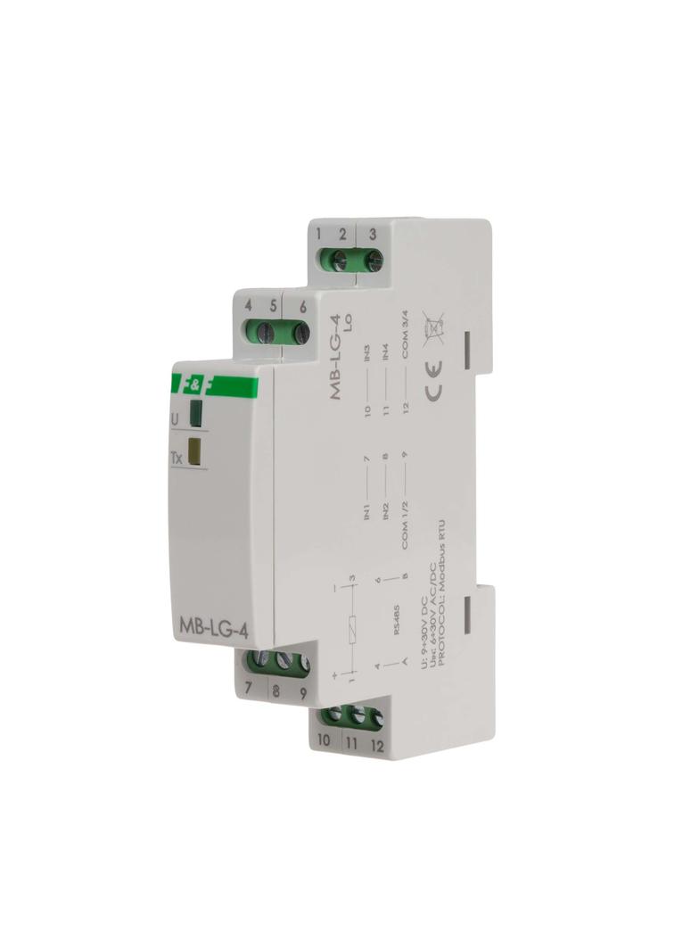 Licznik czasu pracy z wyjściem MODBUS RTU 4-kanałowy 1 moduł MAX-MB-LG-4LO F&F