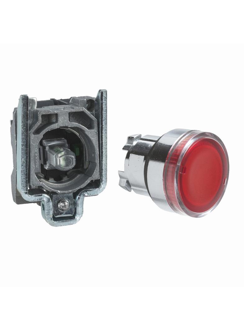 Harmony XB4 Czerwony przycisk kryty kompletny podświetl. O22 samopowrotny 1NO 24V