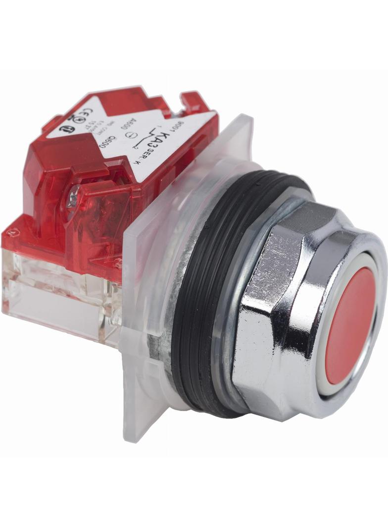 Harmony 9001K Przycisk kryty, O30, czerwony, 2 pozycyjny, samopowrotny,1NC, metalowy, ośmiokątny