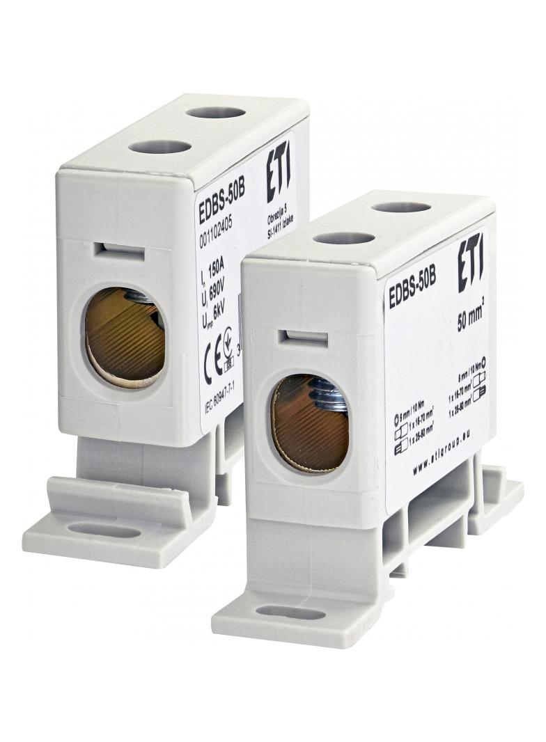 Zacisk 150A 1-torowy 16-70mm2 do przewodów AL/Cu szary EDBS-50B 001102405 ETI