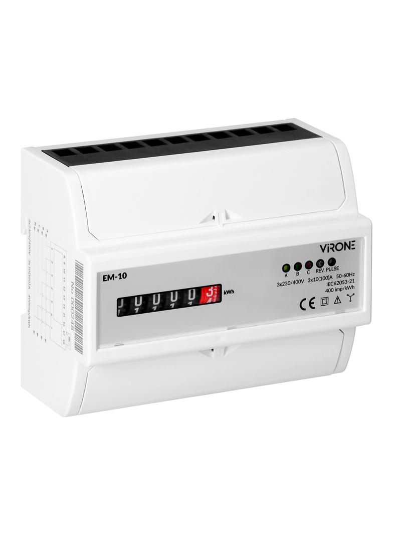 3-fazowy analogowy wskaźnik zużycia energii elektrycznej, 100A, 7 modułów, DIN TH-35mm