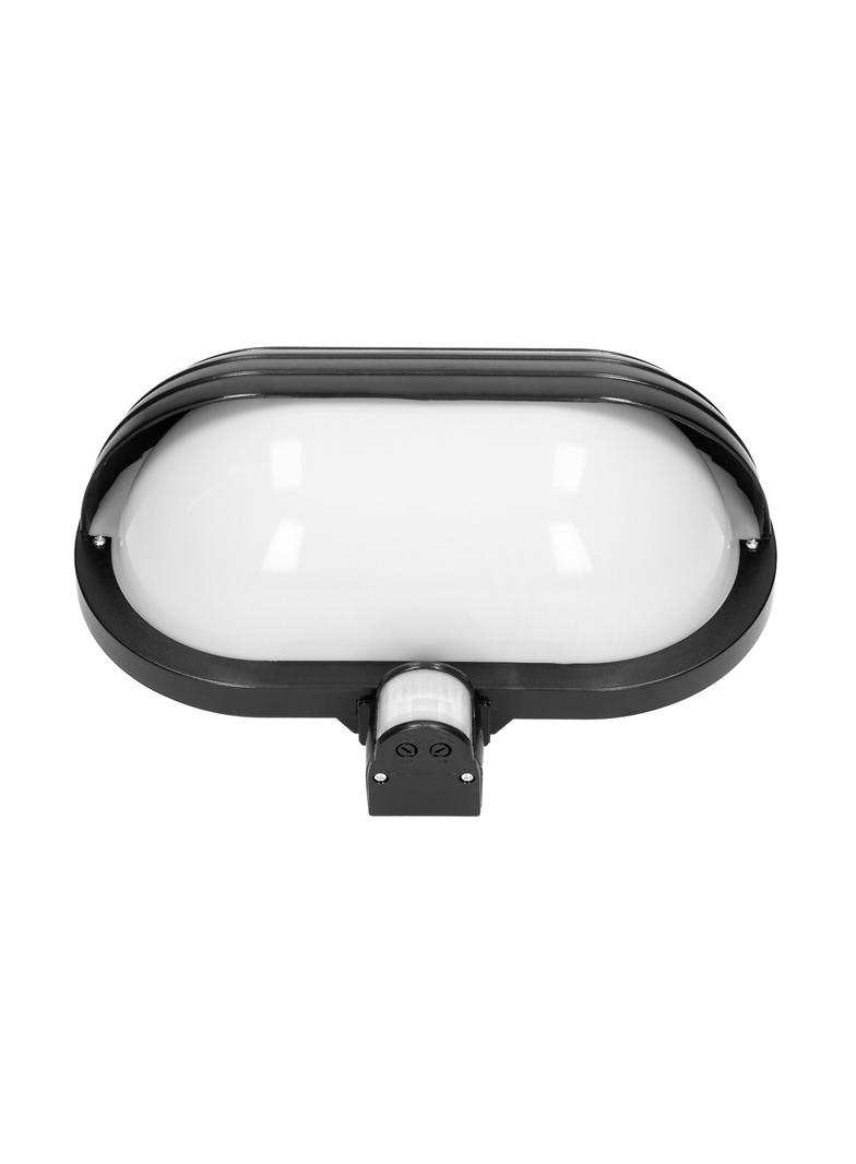 MUSAM, oprawa ogrodowa z czujnikiem ruchu 180st, 1x60W, E27, IP44, z przesłoną, plastik, czarna LF-1/B ORNO