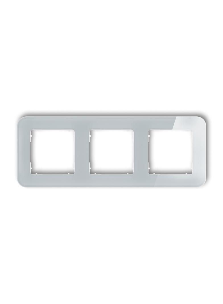 ICON Ramka uniwersalna potrójna zaokrąglona - efekt szkła (ramka: szara; spód: biały) szary