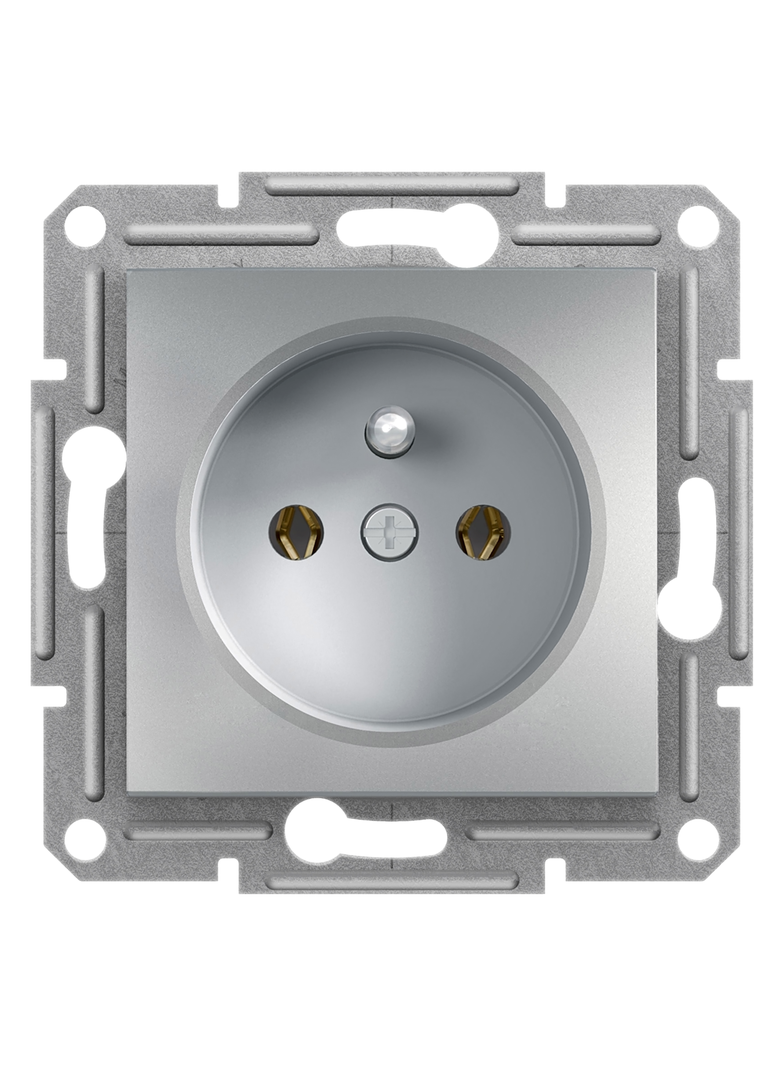 Asfora, gniazdo 2P+PE bez ramki, aluminium