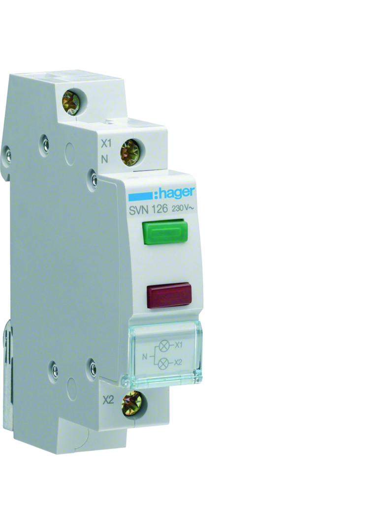 Lampka sygnalizacyjna LED zielona+czerwona 230VAC SVN126 HAGER