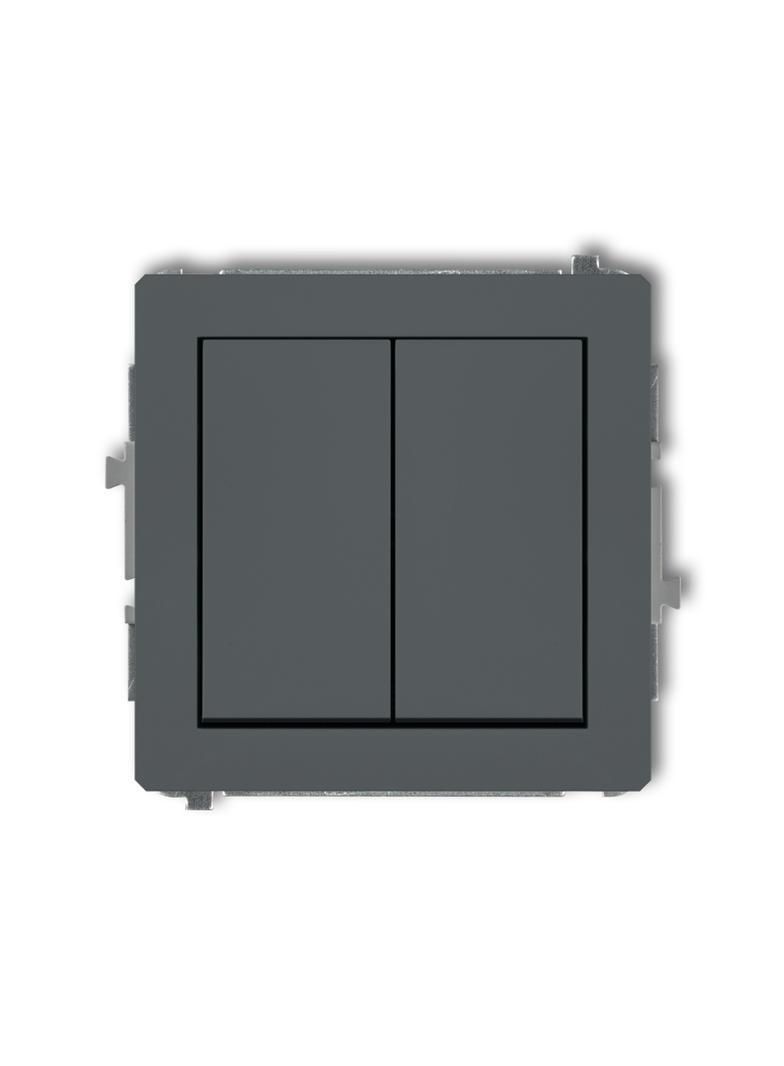 DECO Mechanizm łącznika podwójnego krzyżowego (dwa klawisze bez piktogramu) grafitowy mat