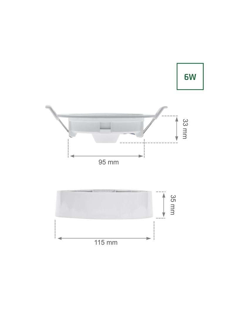 ALGINE 2w1 NATYNK-PODTYNK DOWNLIGHT 6W 580lm NW 230V 110st IP20 IK06 115x35mm BIAŁY okrągła