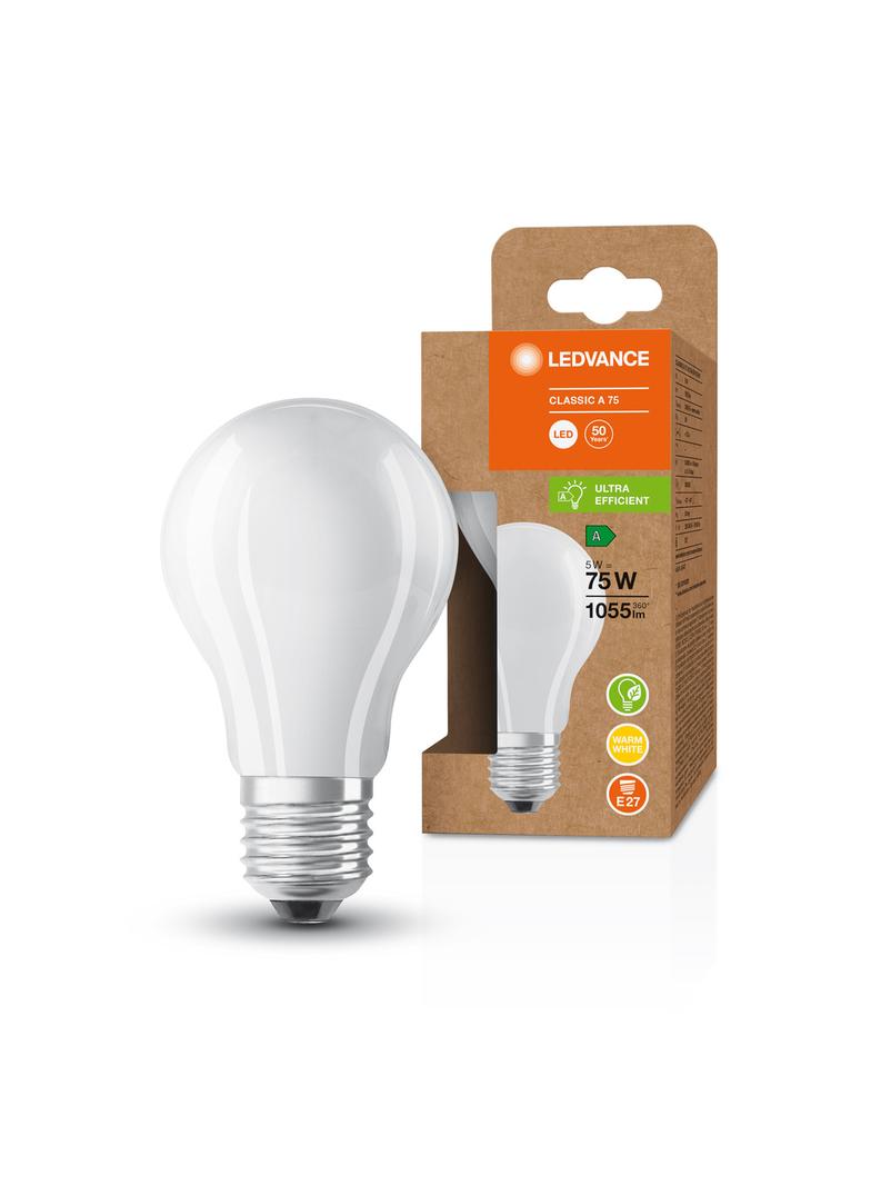 Lampa LED Classic A75 energooszczędna plastik 5W 830 E27 LEDVANCE