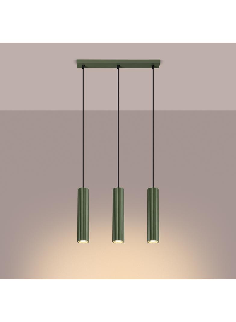 Sollux Lampa wisząca KARBON 3L zielona oliwka SL.1613