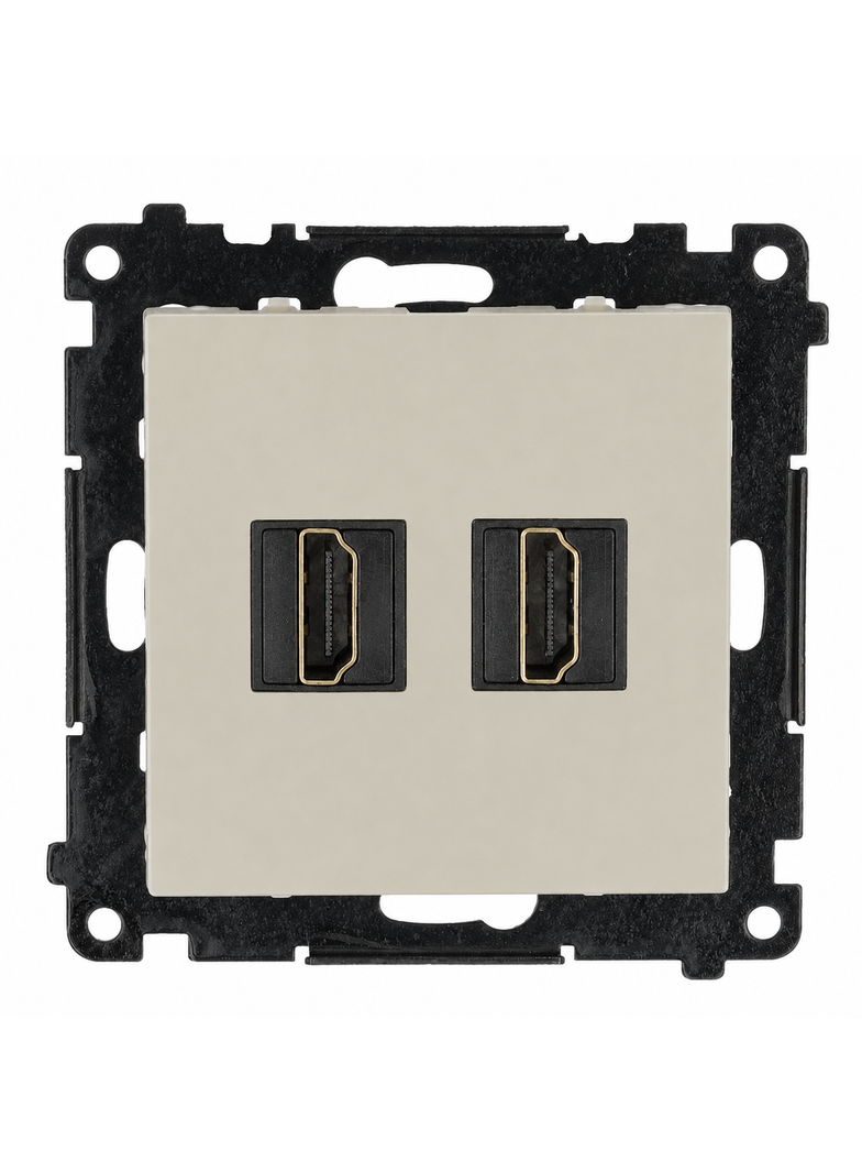 Simon 55 Gniazdo HDMI 2.1 podwójne kaszmirowy TGHDMI221.01/142