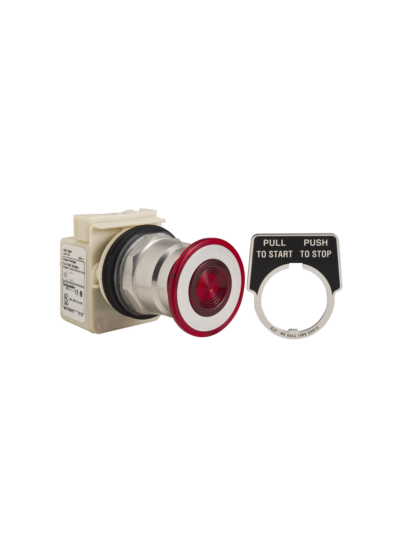 Harmony 9001K Przycisk, 600VAC, 10A, 30 mm, T K 9001KR8P1RH25