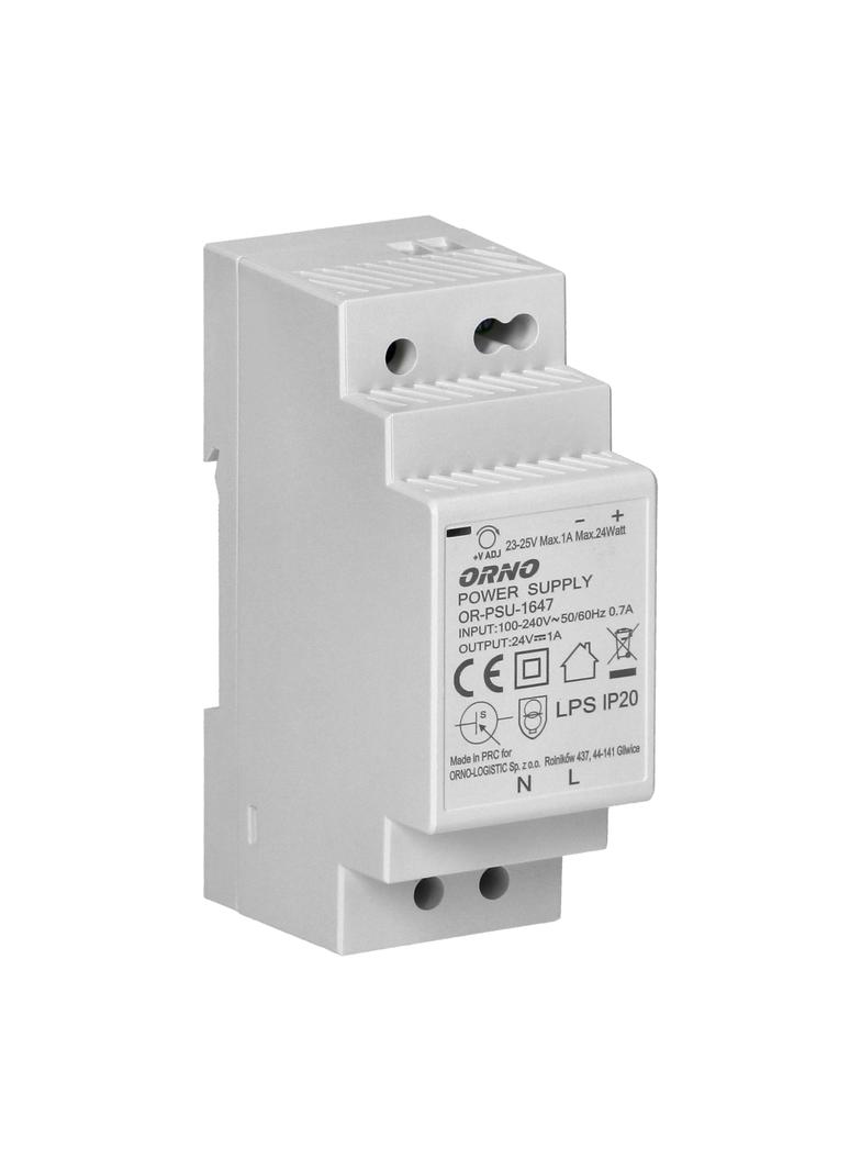 Zasilacz na szynę DIN 24VDC, 1A, 24W, szerokość 2 moduły OR-PSU-1647 ORNO