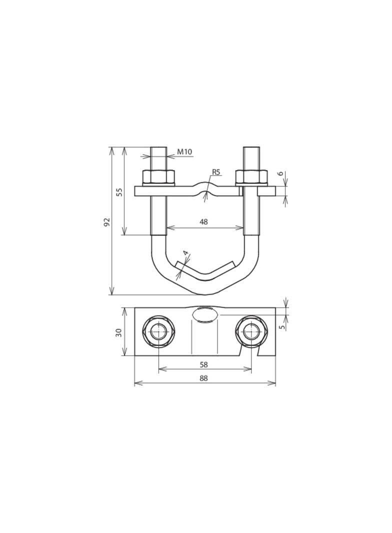 Zacisk kabłąkowy do zbrojenia 16-48/6-10, 16-48/30-40 mm, stal nieocynk.